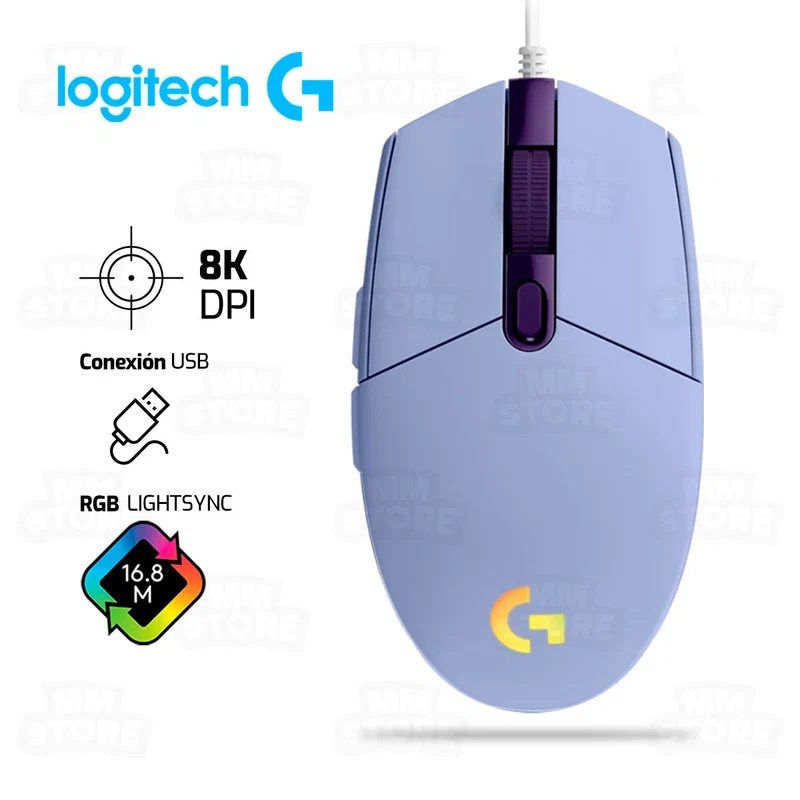 MOUSE LOGITECH G203 LIGHTSYNC OPTICAL 8000 DPI RGB LILA