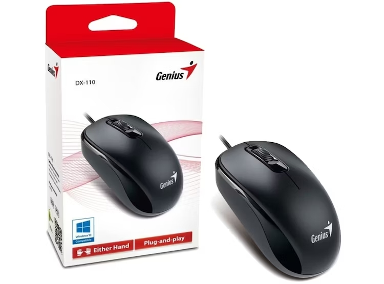 MOUSE GENIUS DX-110 USB, NEGRO, 1000DPI