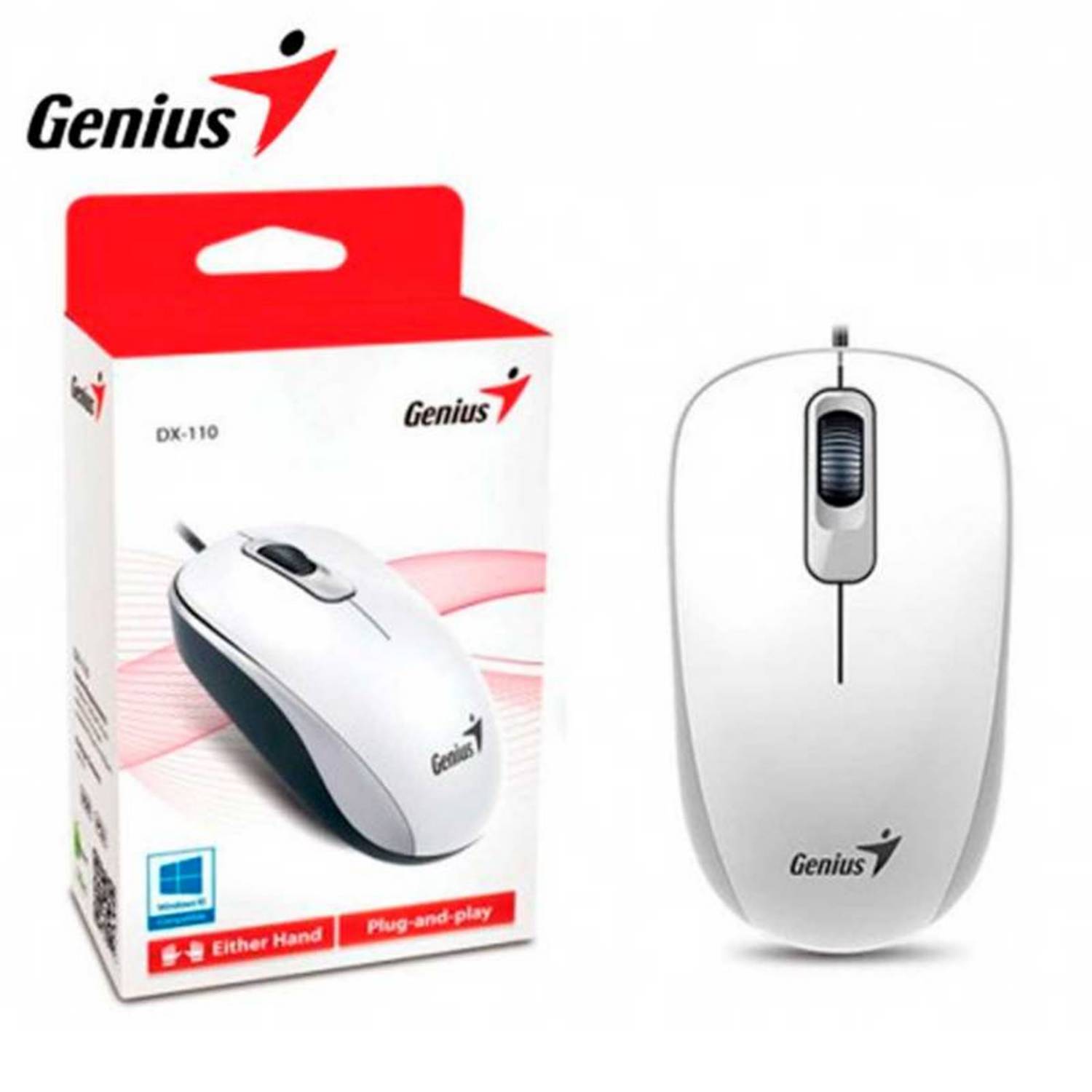 MOUSE GENIUS DX-110 USB, BLANCO, 1000DPI