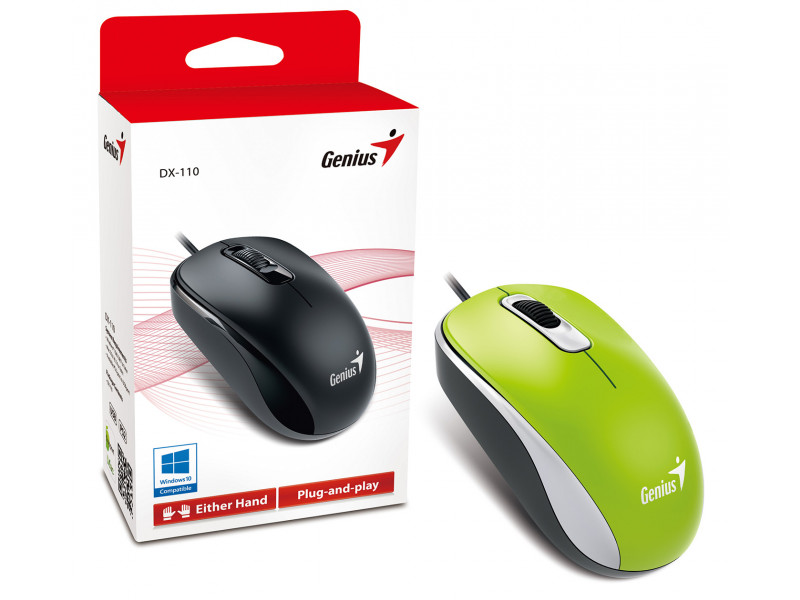 MOUSE GENIUS DX-110 USB, VERDE, 1000DPI