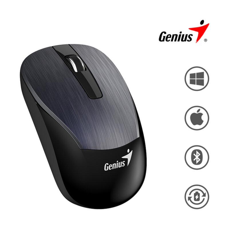 MOUSE GENIUS ECO-8015 WIRELESS BLUEEYE RECARGABLE IRON GREY