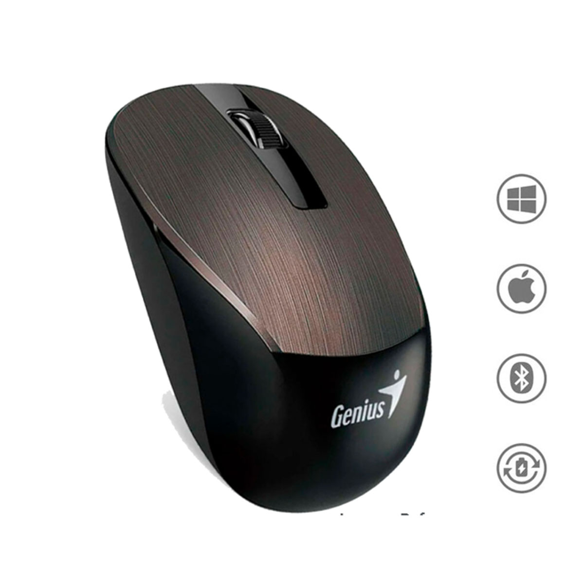 MOUSE GENIUS ECO-8015 WIRELESS BLUEEYE RECARGABLE CHOCOLATE