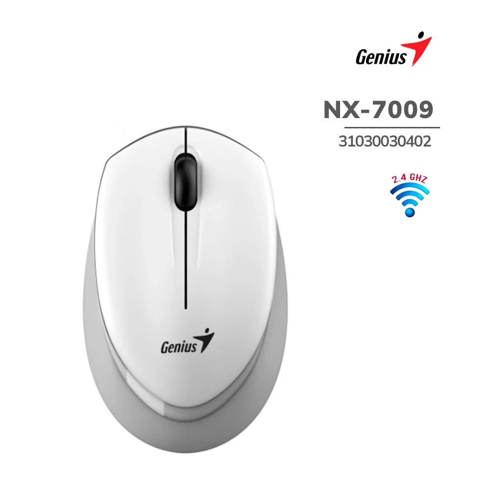 MOUSE GENIUS NX-7009 WIRELESS BLUEEYE ERGONOMICO WHITE GREY