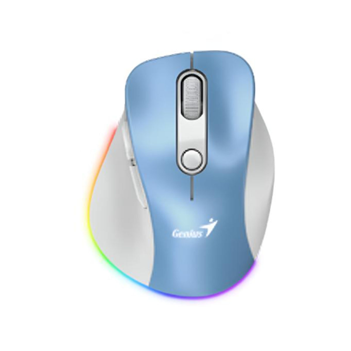MOUSE GENIUS ERGO 9000S PRO DUAL RECARGABLE WIRELESS/BT 6-BOT SILENT RGB LIGHT BLUE