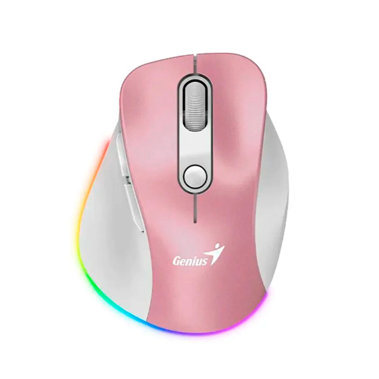 MOUSE GENIUS ERGO 9000S PRO DUAL RECARGABLE WIRELESS/BT 6-BOT SILENT RGB LIGHT PINK
