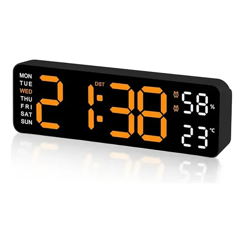 RELOJ DESPERTADOR CON PANTALLA LED Y MANDO A DISTANCIA, FORMA RECTANGULAR 11 PULGADAS, DE PARED 6656