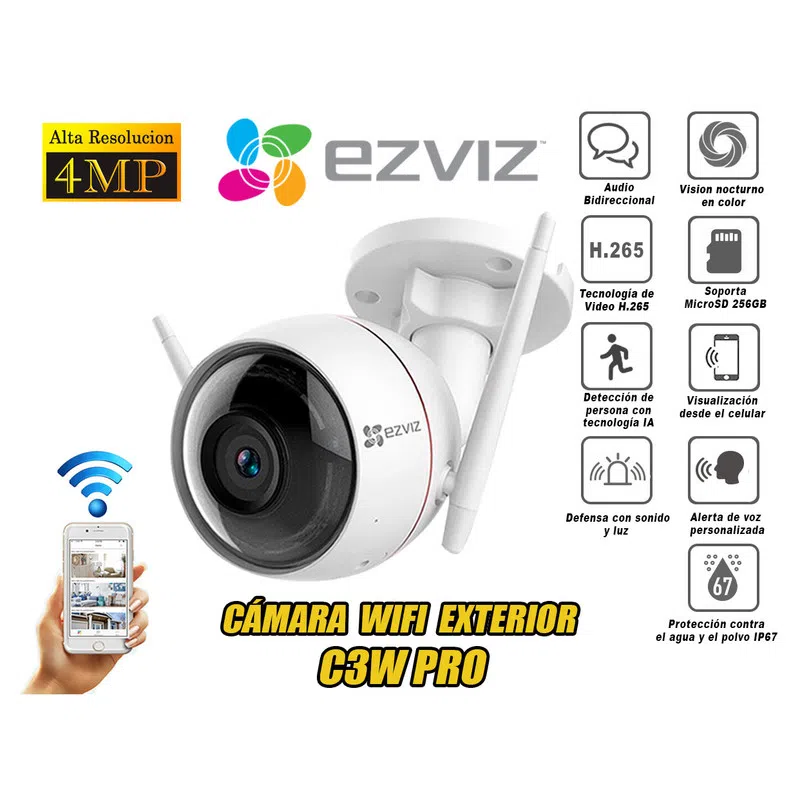 CAMARA EZVIZ C3W PRO, FHD 1080P, WIFI, EXTERIOR