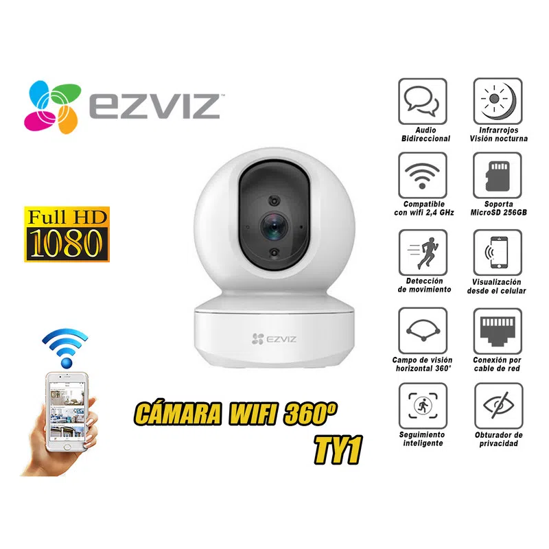 CAMARA EZVIZ C6N FHD 1080P, WIFI, 360°, INTERIOR