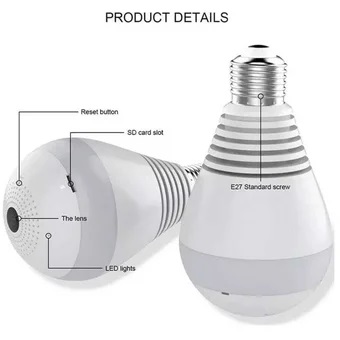 CAMARA TIPO FOCO LED M-380D-200W, 360°, WIFI, ALTAVOZ EN VIVO