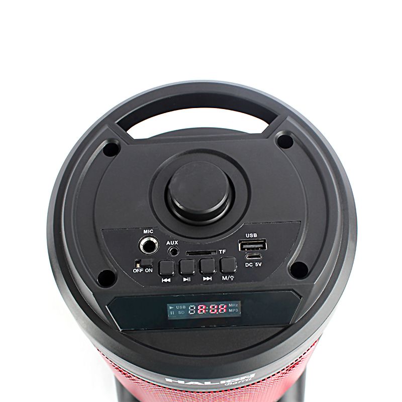 PARLANTE CON BATERIA HALION BARRIL HA-M4 2x4" 80W, LED, RADIO FM / BLUETOOTH / KARAOKE / USB /SD