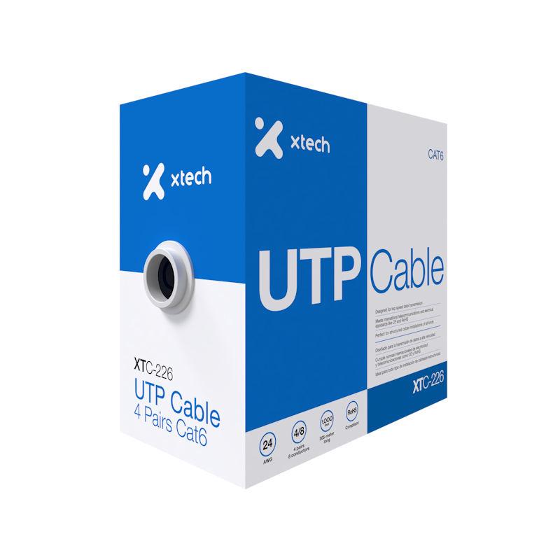 CABLE DE RED XTECH UTP XTC-226 CAT6 1000FT/305M GRIS 24 AWG / AC003XTK03