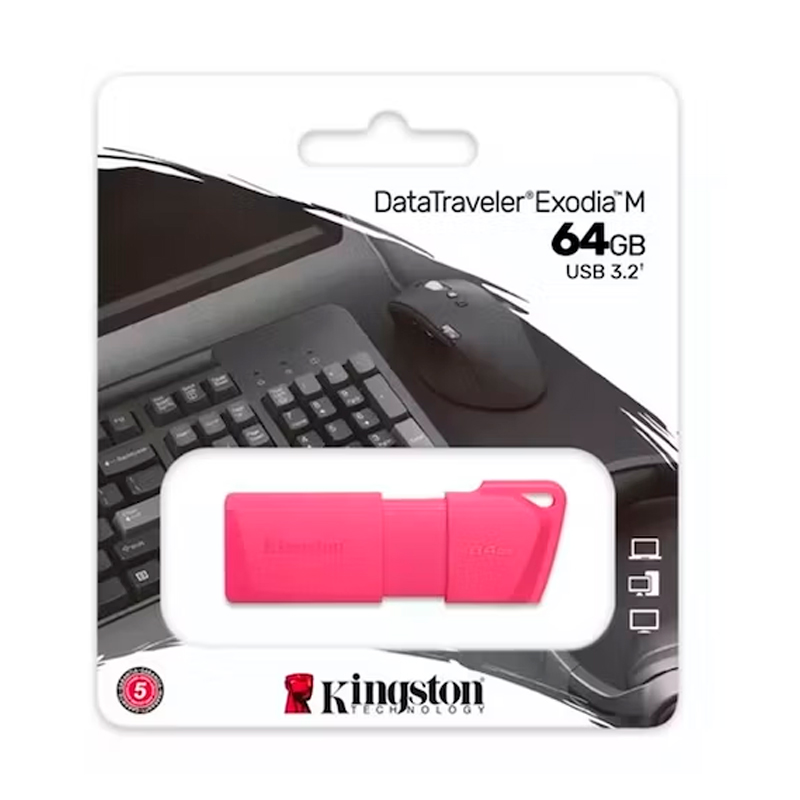 Memoria Flash USB Kingston DataTraveler Exodia 64GB, USB 3.2 Gen 1, Neon Rosado, U2L64-7LN