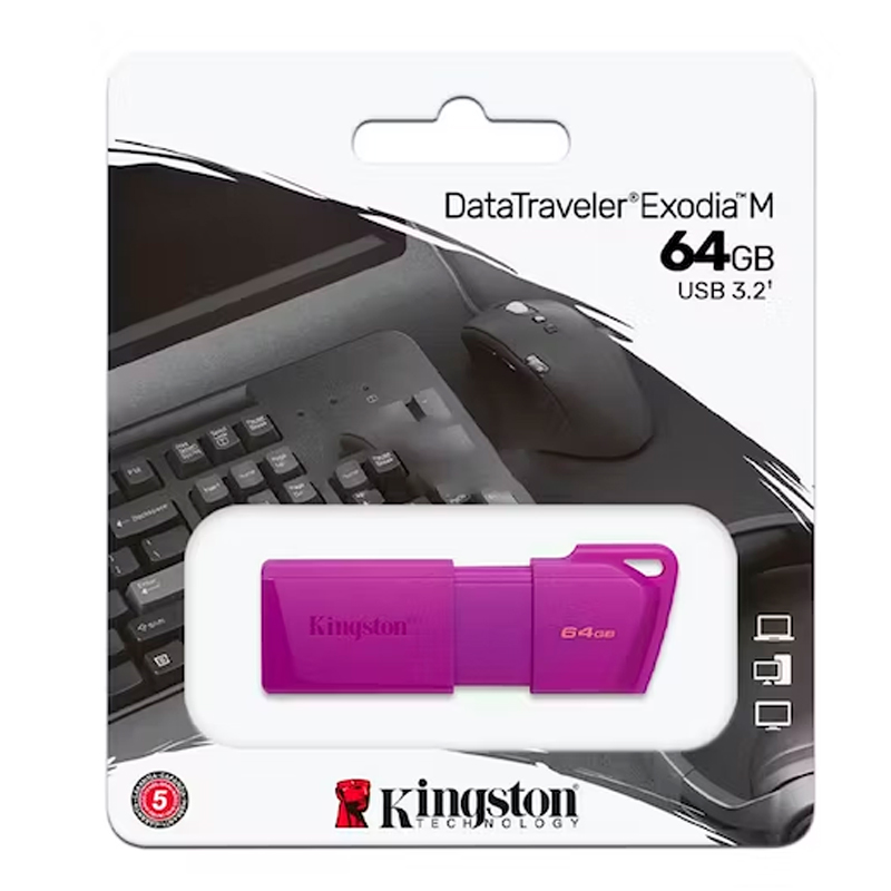 Memoria Flash USB Kingston DataTraveler Exodia 64GB, USB 3.2 Gen 1, Neon Morado, U2L64-7LP