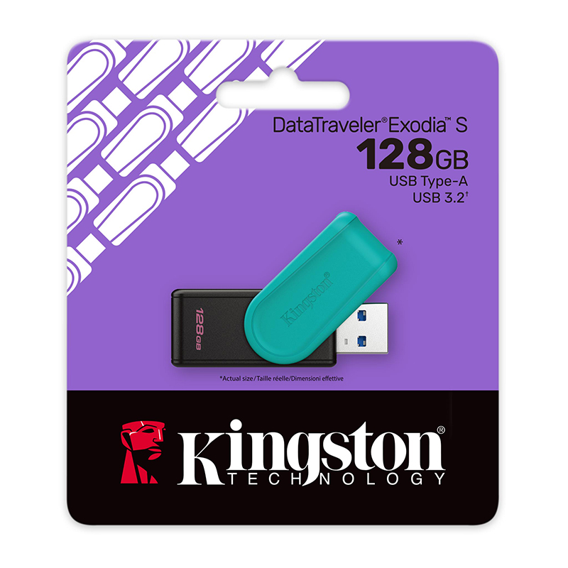 Memoria Flash USB Kingston DataTraveler Exodia S, 128GB, interfaz: USB 3.2 Gen 1, Verde, DTXS/128GB