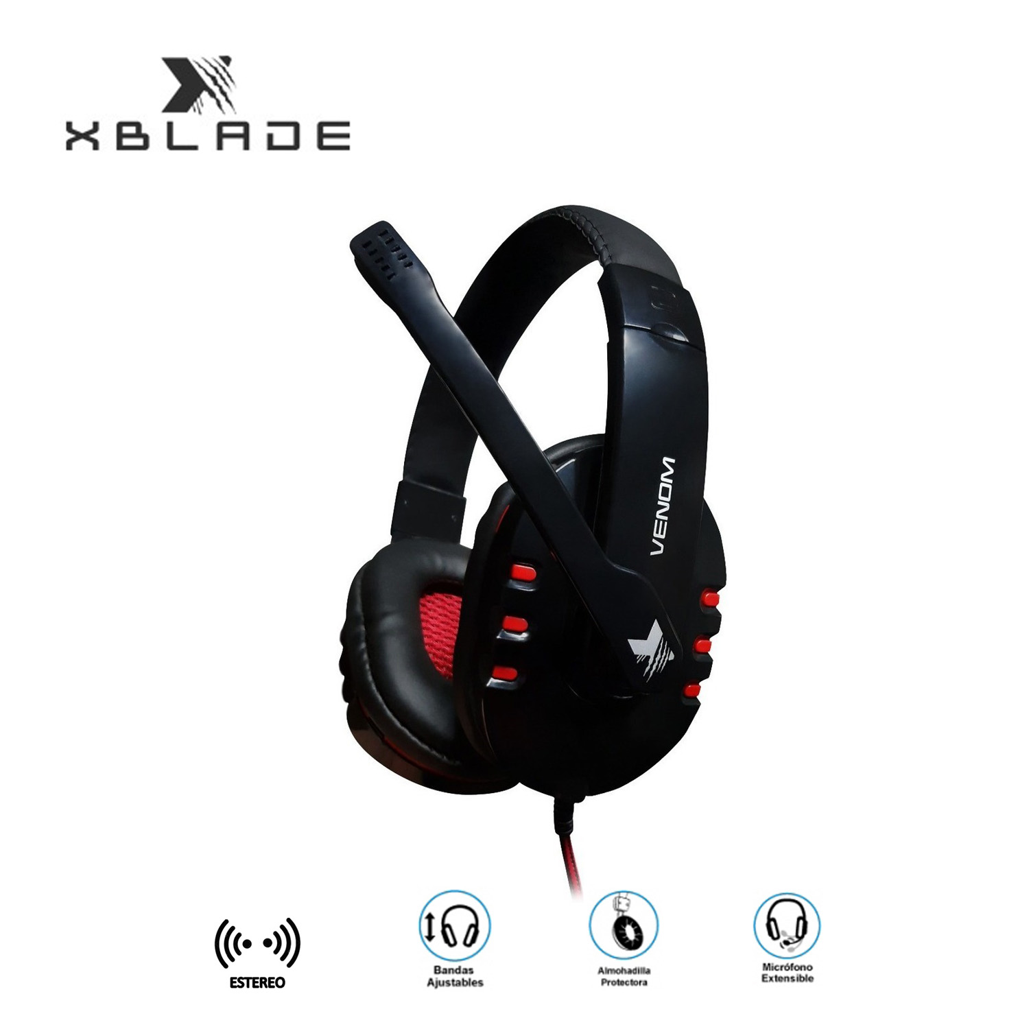 AUDIFONO CON MICROFONO GAMER XBLADE VENOM ESTÉREO BLACK/RED (GXB-HG8311)