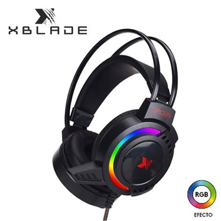 AUDIFONO CON MICROFONO GAMER XBLADE ORCUS 7, LIGHT, NEGRO/ROJO (GXB-HG9026)