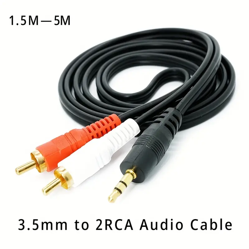 CABLE DE AUDIO STEREO 3.5MM A RCA, 1.5 METROS
