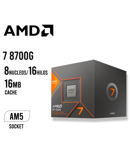 Procesador AMD Ryzen 7 8700G 4.20 / 5.10 GHz, 16MB L3 Cache, 8-Cores, 5nm, TDP: 65W