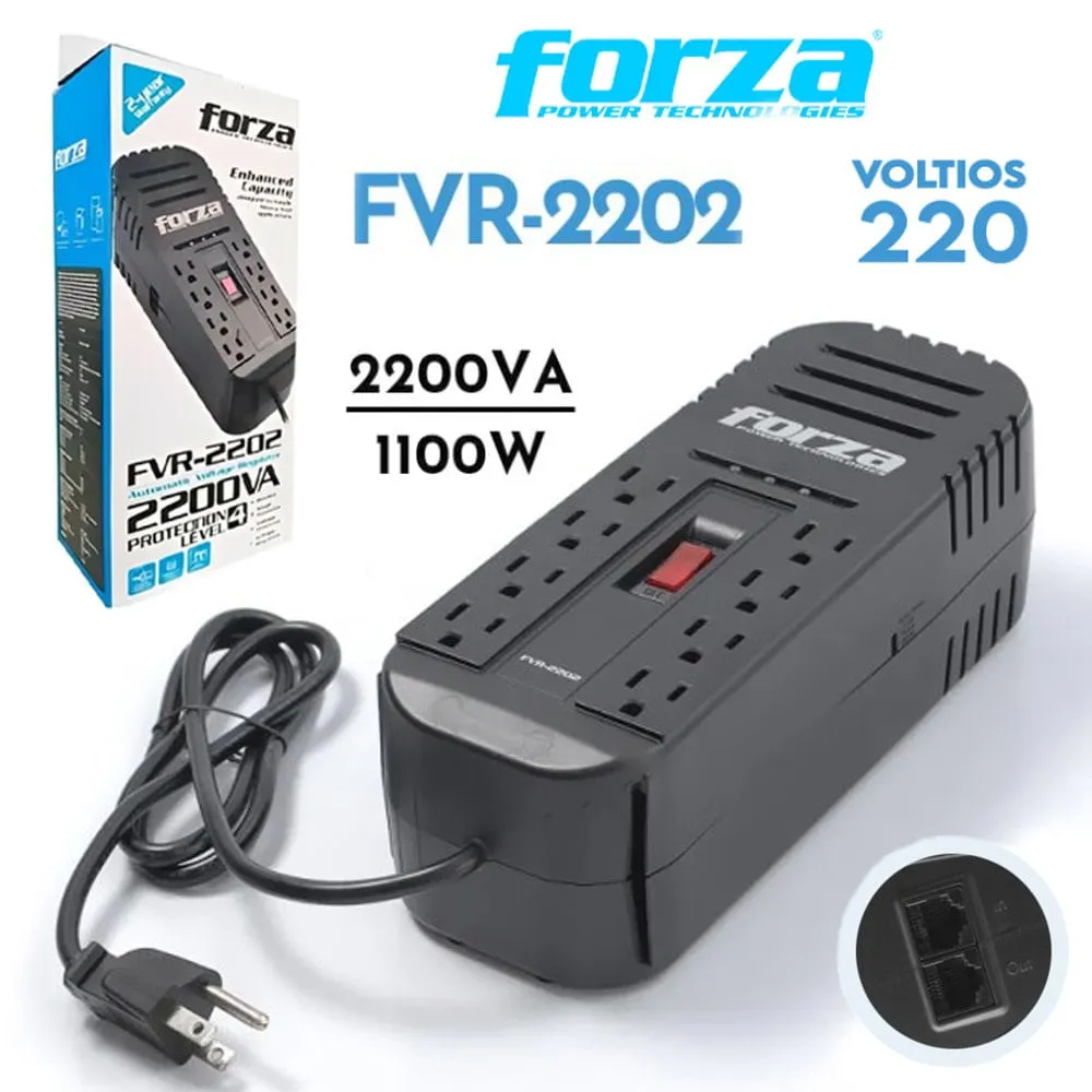 ESTABILIZADOR FORZA FVR-2202, 2200VA, 8 SALIDAS