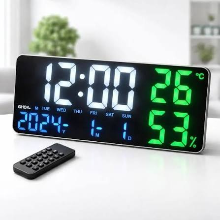 RELOJ DESPERTADOR CON PANTALLA LED Y MANDO A DISTANCIA RECTANGULAR 16.5" GH9002