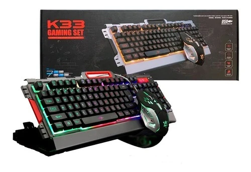 TECLADO + MOUSE SEISA K33 CON CABLE USB CON LUCES