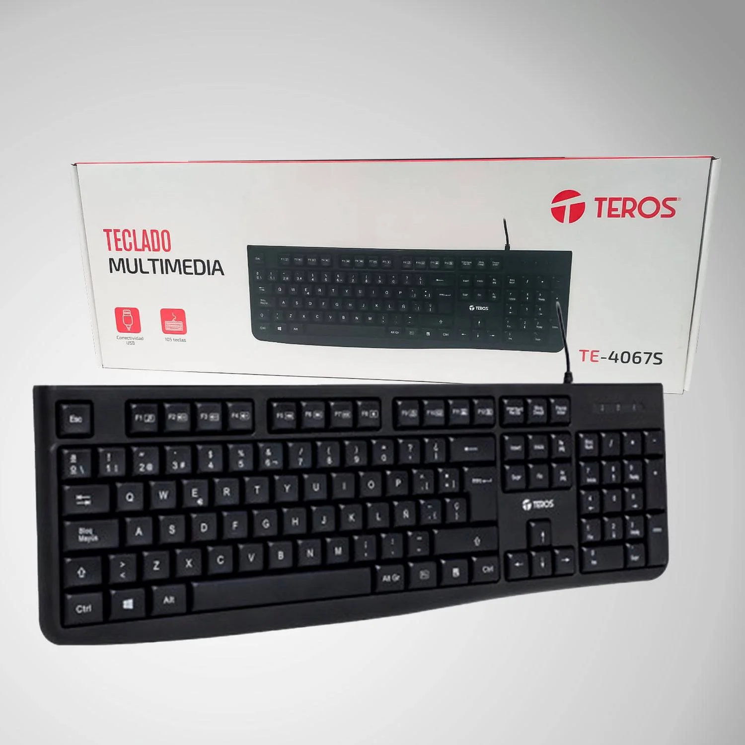 Teclado Teros TE-4067S,USB 2.0, Negro