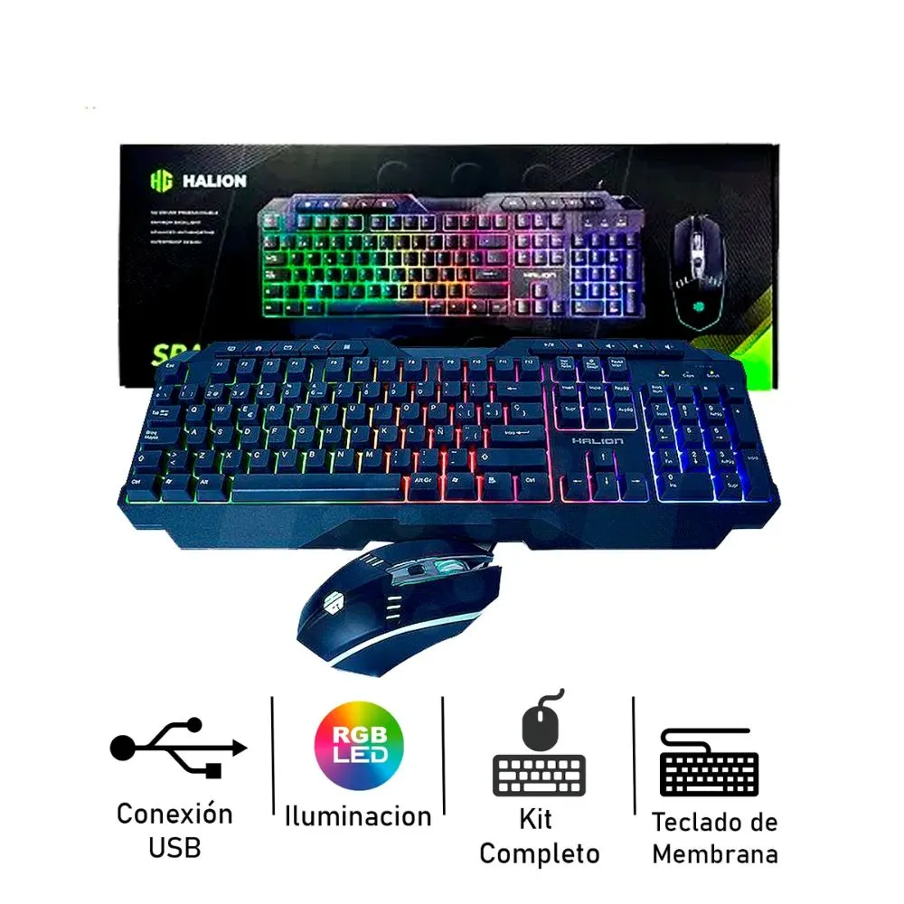 KIT TECLADO + MOUSE GAMER HALION SPARTAN HA-808C LED