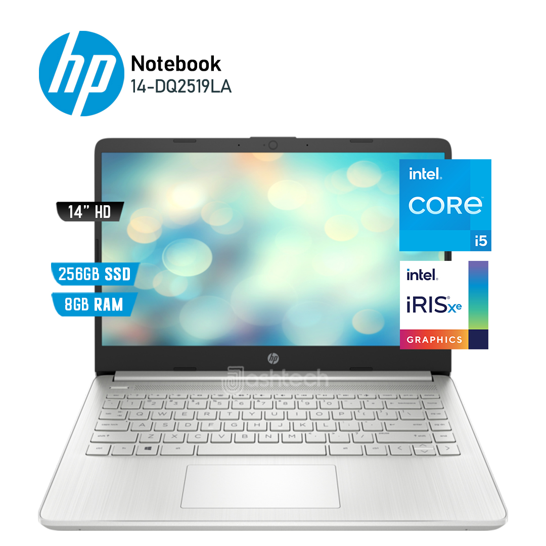 LAPTOP HP 14-DQ2519LA 14" HD, I5-1135G7 2.4GHZ, RAM 8GB DDR4, SSD 256GB NVME