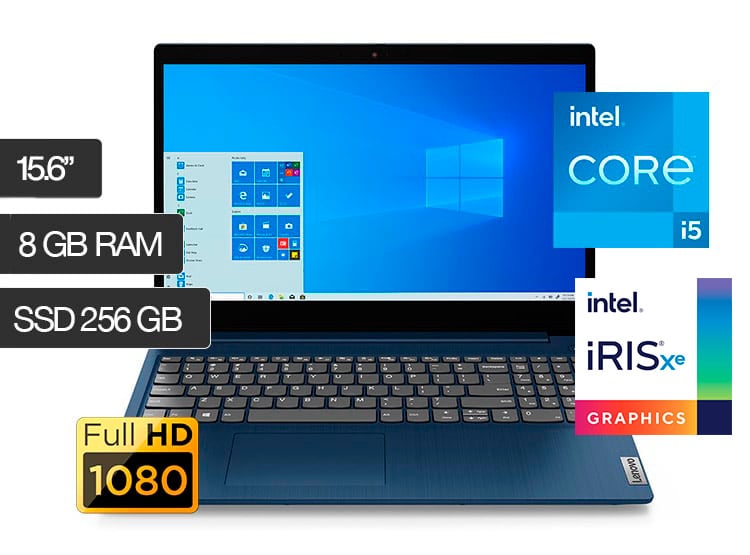 LAPTOP LENOVO IDEAPAD 3I 15.6” FHD ANTIRREFLEJO, I5-1135G7 2.4GHZ, RAM DDR4 8GB, SSD NVME 256GB SSD