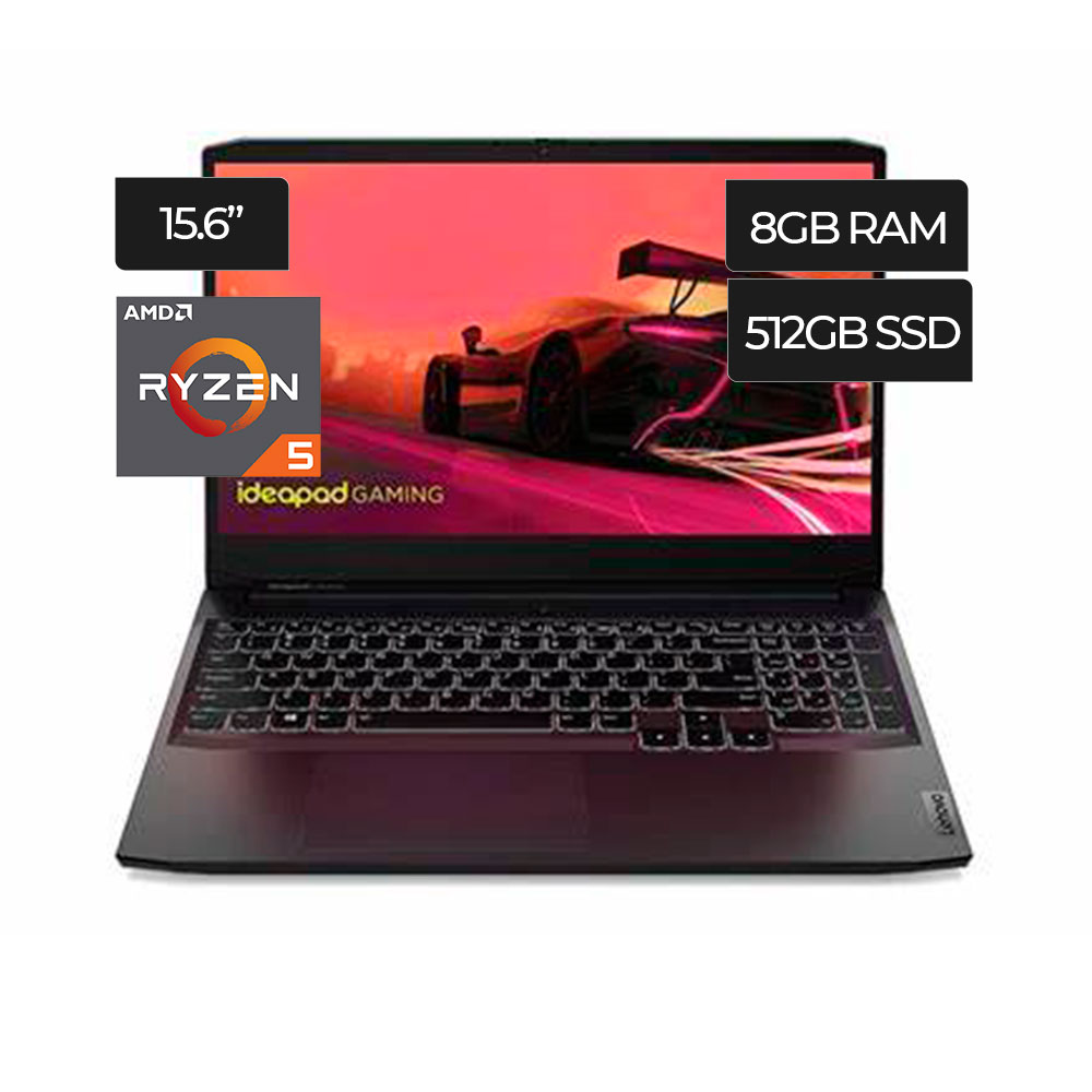 LAPTOP LENOVO IDEAPAD GAMING 3 15ACH6 15.6"FHD (1920X1080) 120Hz, RYZEN 5 5600H 3.3GHZ, RAM 8GB, SSD 512GB , NVIDIA GEFORCE GTX 1650 4GB