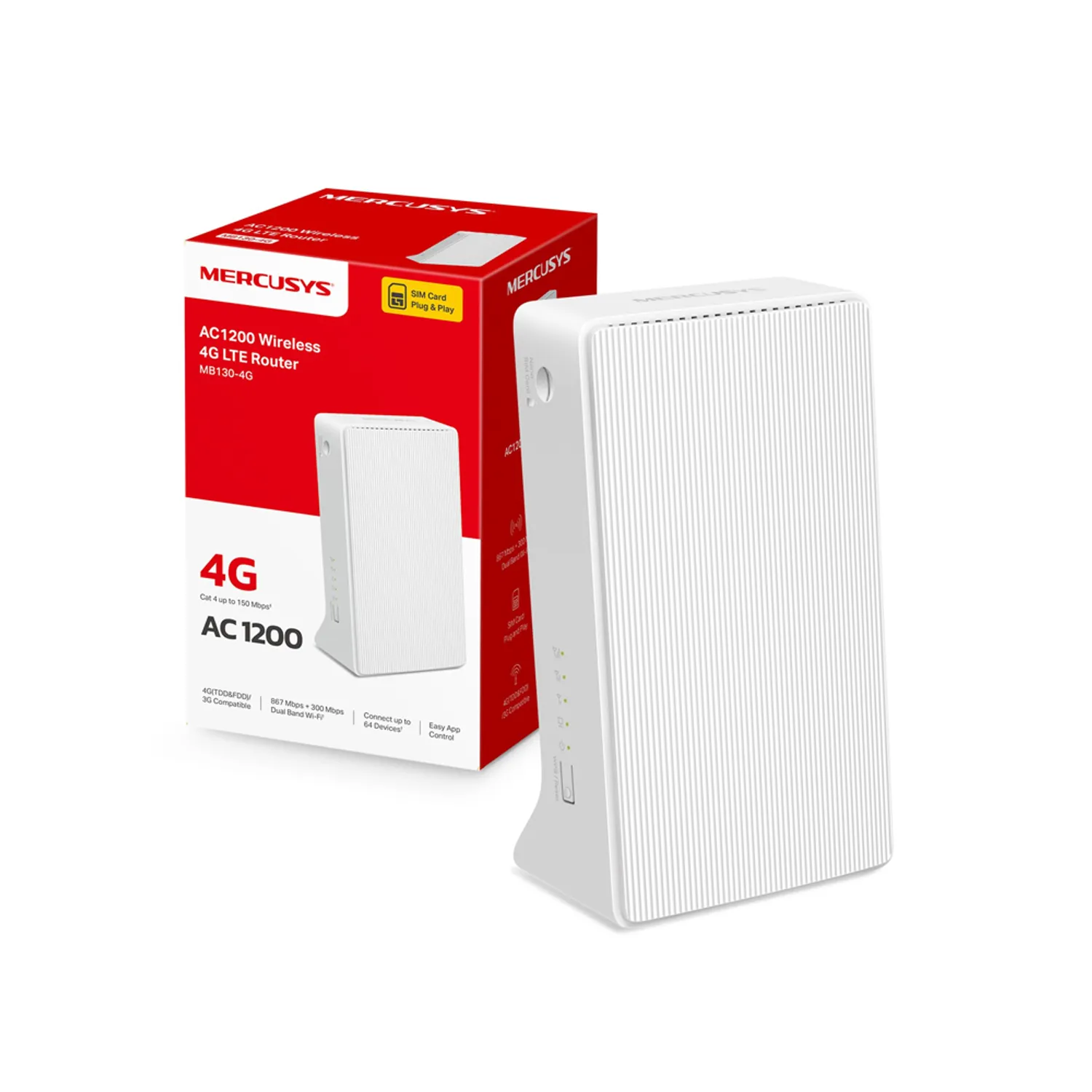 Router inalámbrico Mercusys MB130-4G AC1200 de doble banda 4G LTE