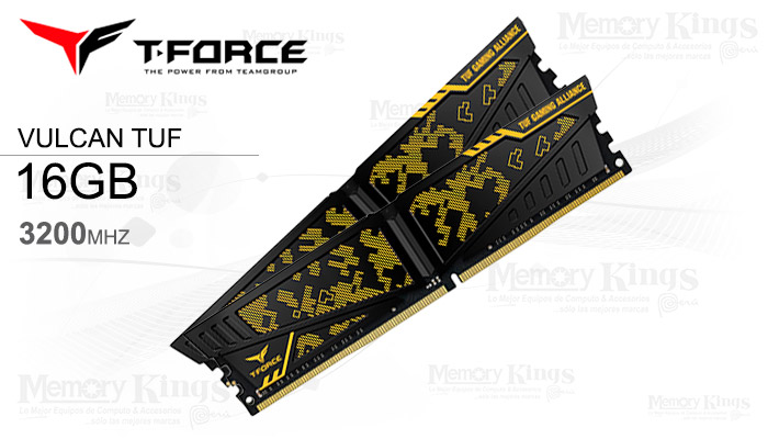 Memoria TEAMGROUP T-FORCE VULCAN TUF Gaming Alliance DDR4, 16GB DDR4-3200MHz, CL16, 1.35V