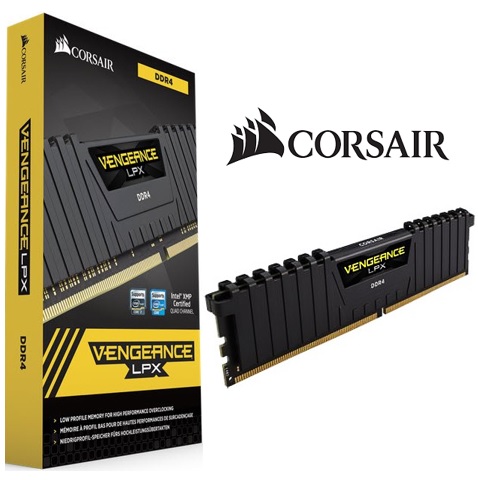 MEMORIA RAM CORSAIR VENGEANCE LPX 4GB, DDR4, 2400 MHZ, CL16, NEGRO