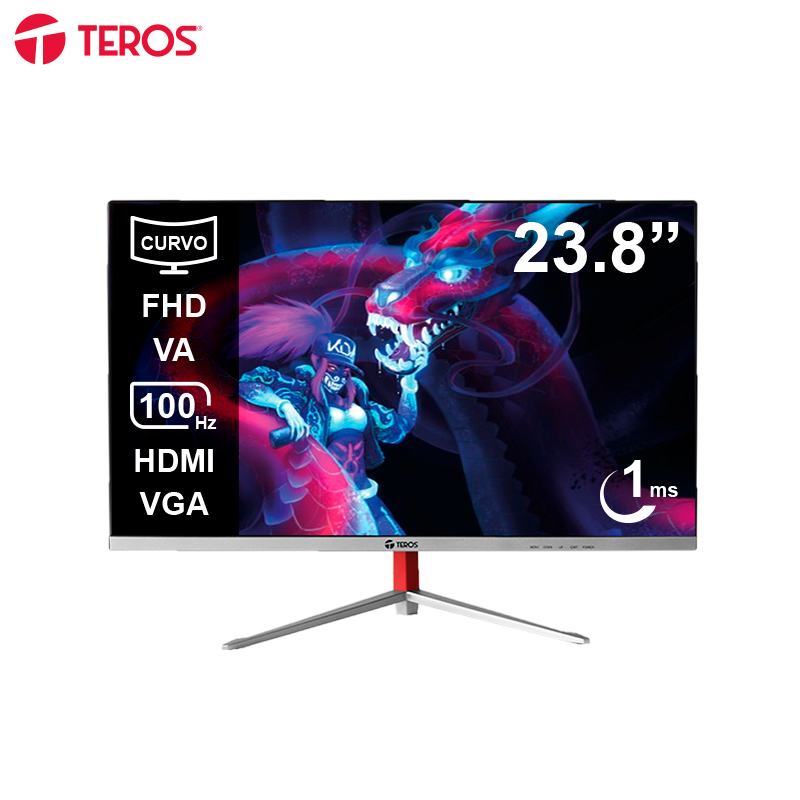 Monitor curvo TEROS TE-2402S, 23.8" FHD VA, HDMI, VGA
