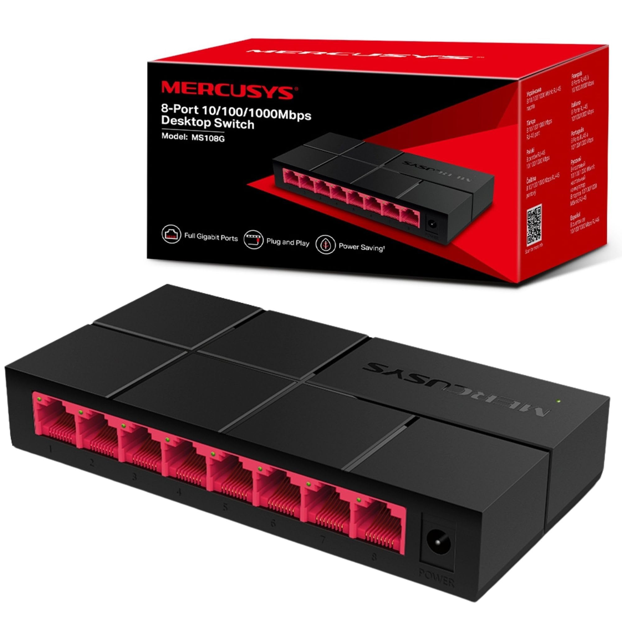 Switch MERCUSYS MS108G 8 Puertos RJ45 Gigabit