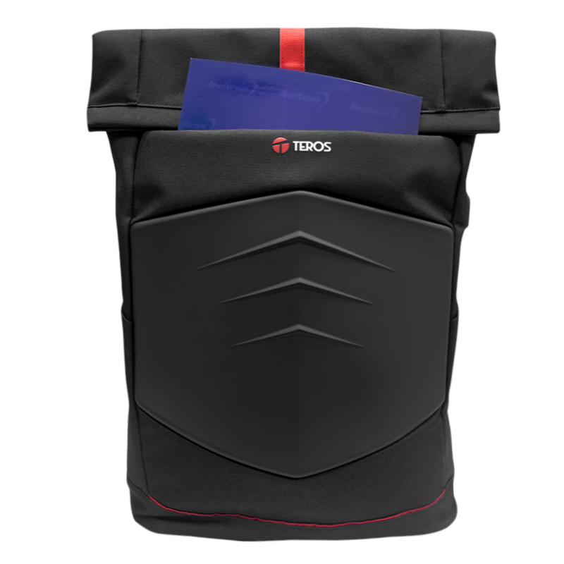 Mochila gamer TEROS TE-IDS18588, poliéster, soporta notebooks de hasta 15.6", negro + rojo