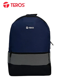 Mochila Teros TE-IDS2054, Poliéster, notebook hasta 15.6", color azul + gris + negro