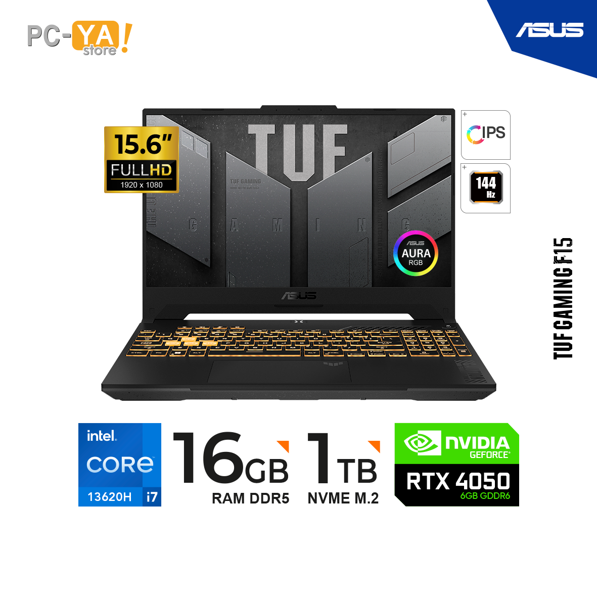Notebook ASUS FX507VU-LP180, 15.6" FHD Value IPS, Core i7-13620H hasta 4.90GHz, RAM 16GB DDR5, SSD 1TB PCIe 4.0 NVMe M.2, Video RTX 4050 6GB GDDR6