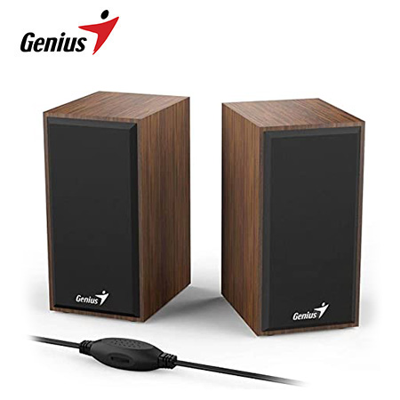 PARLANTE ESTEREO GENIUS SP-HF180, 6W RMS, 3.5MM, USB POWER, MADERA