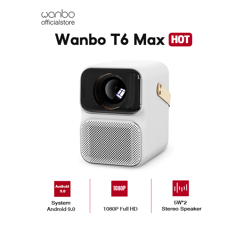 PROYECTOR INTELIGENTE XIAOMI WANBO T6 MAX, FULL HD 1080P, 550 LUMENS ANSI, ANDROID TV 9, WIFI, BLUETOOTH