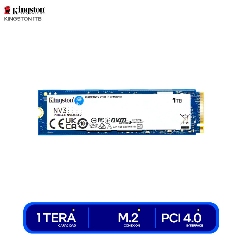 Unidad en estado solido Kingston 1000GB NV3 PCIe 4.0 NVMe M.2 SSD