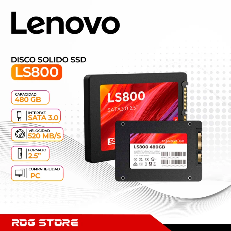 Unidad en estado solido Lenovo LS800, 480GB, SATA III, 6.0 Gb/s, 2.5"