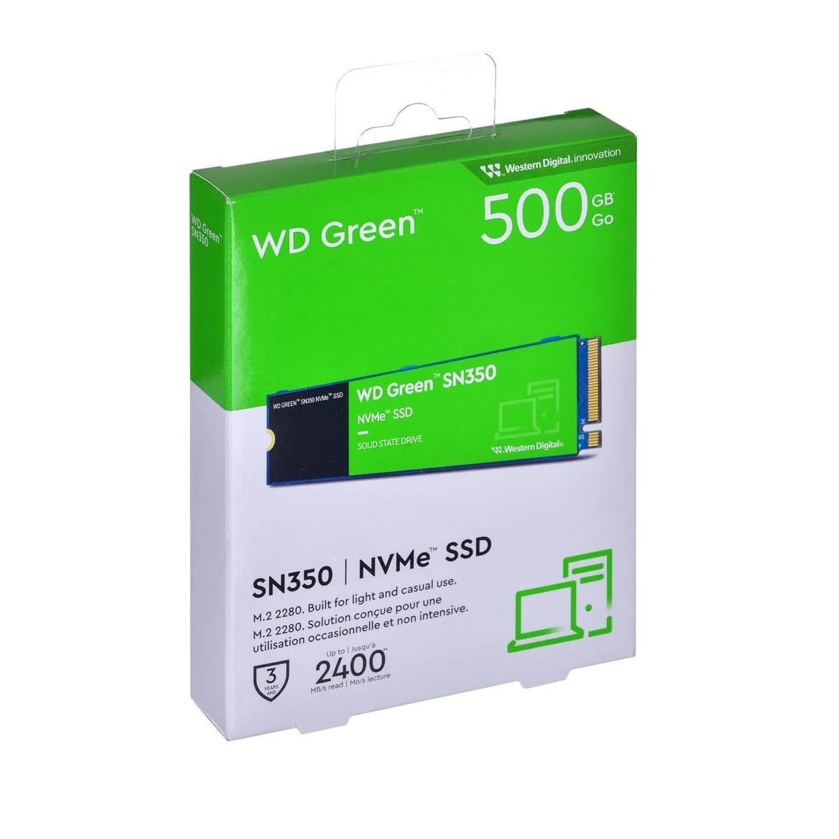 Unidad en estado solido Western Digital Green SN350 NVMe, 500GB M.2 2280